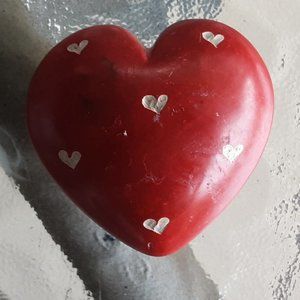 Red Heart-shaped Soapstone Paperweight